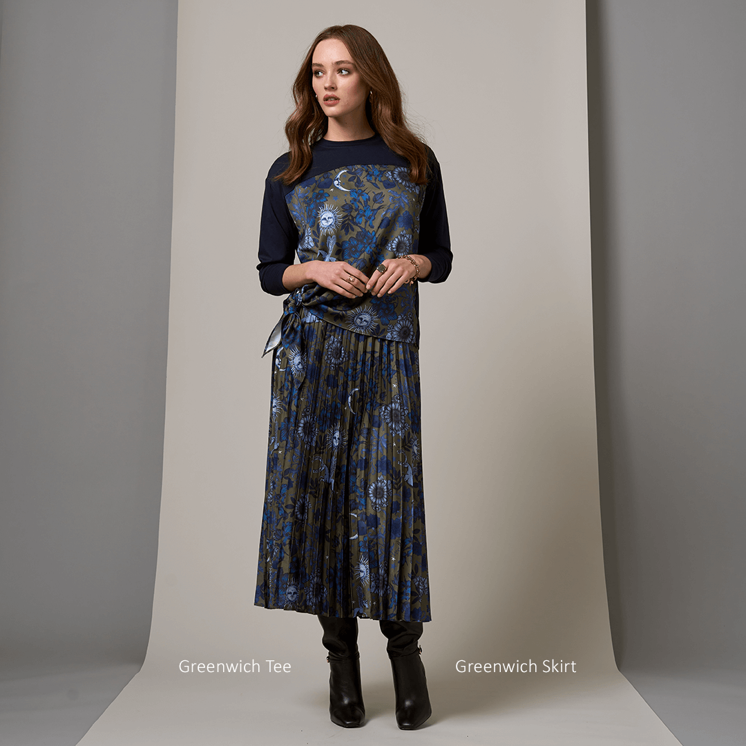 Greenwich Skirt -Olive Multi Size 10