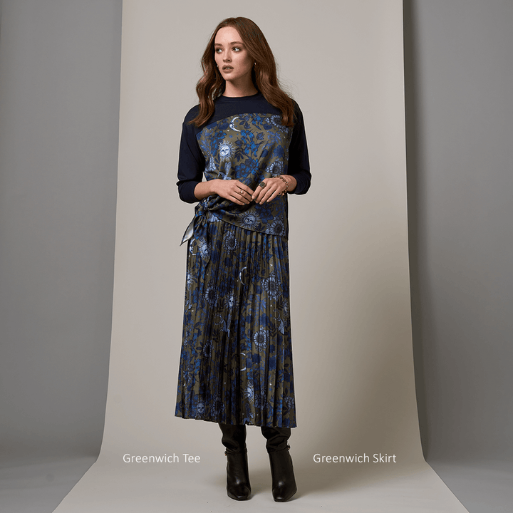 Greenwich Skirt -Olive Multi Size 10