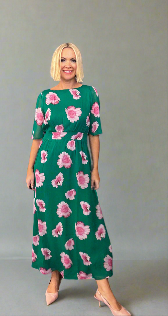 Meadow Flowers Dress - Green/Pink