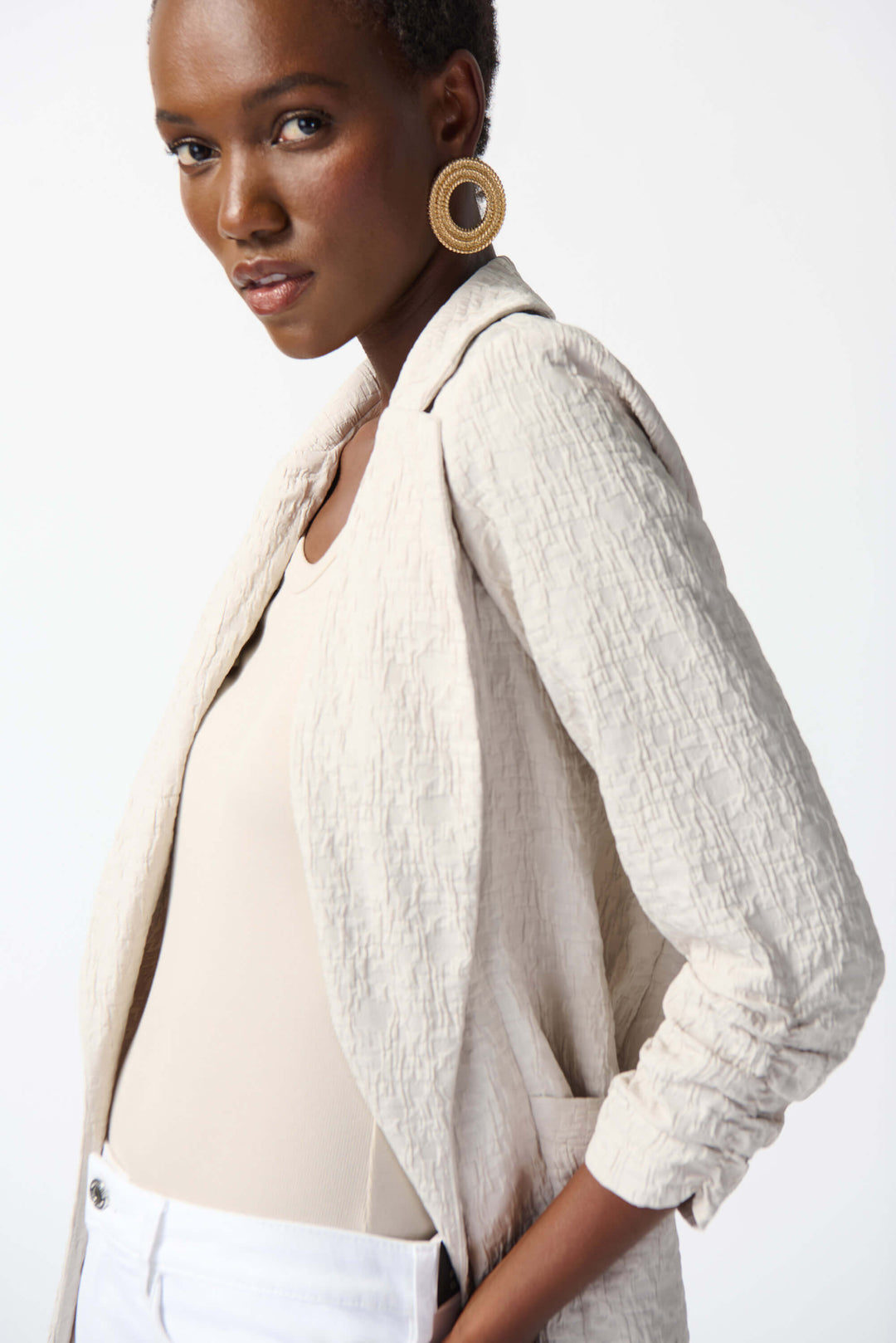 Santa Cruz Woven Jacquard Boxy Blazer 242034S26 Moonstone