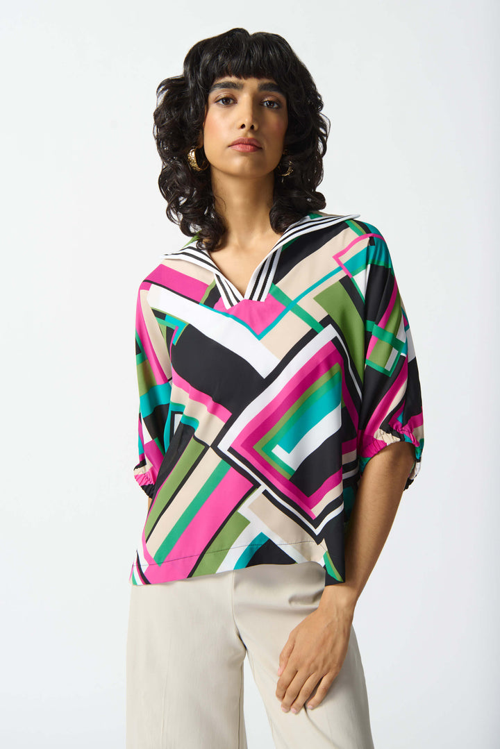 Paradiso Georgette Geometric Print Box Top 242176 Size 14