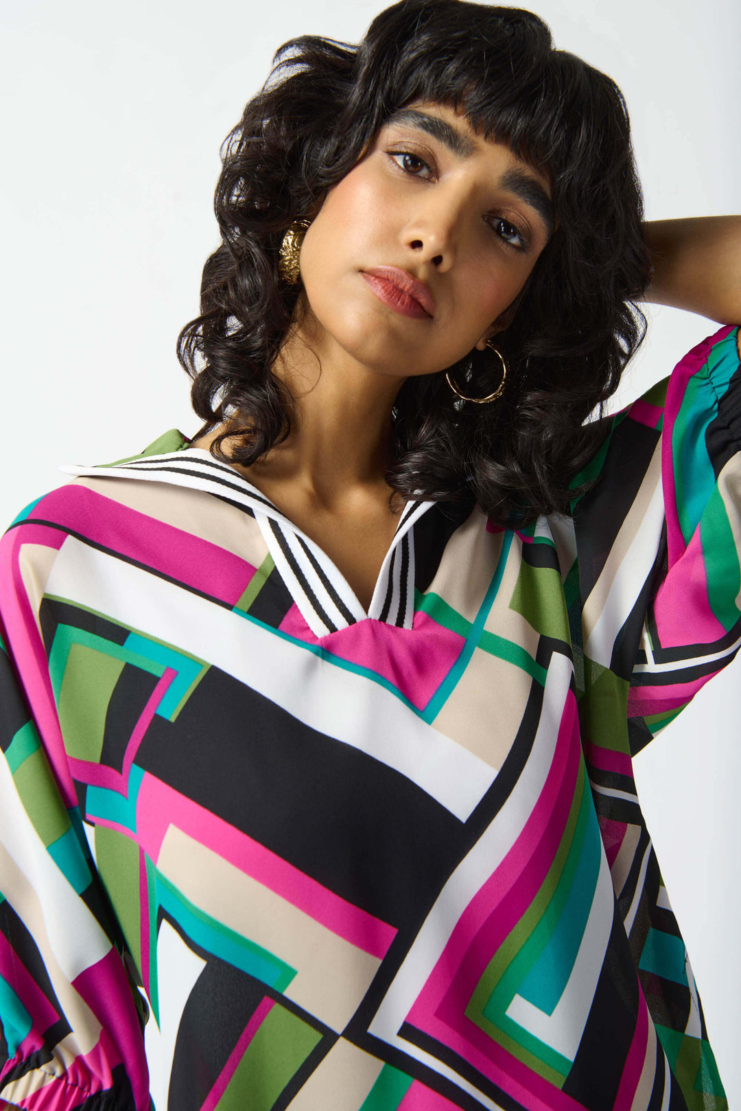 Paradiso Georgette Geometric Print Box Top 242176 Size 14