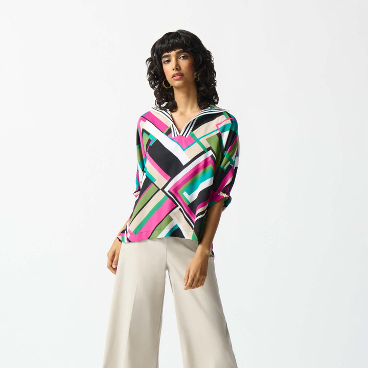 Paradiso Georgette Geometric Print Box Top 242176 Size 14