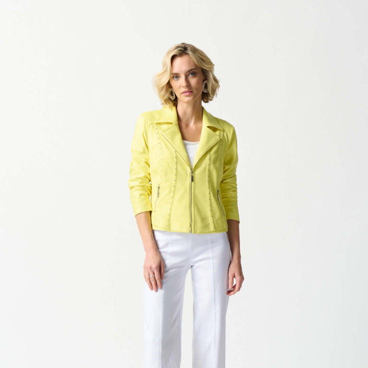 Capri Sun Foiled Suede Fitted Jacket - Neon Yellow Size L/XL 242908