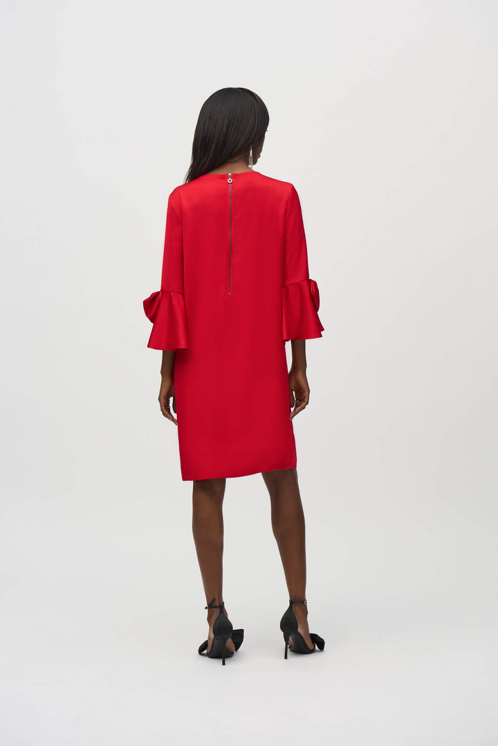 Hero Style Satin Ruffle Knee Length  Dress -Lipstick Red Size 10 244235