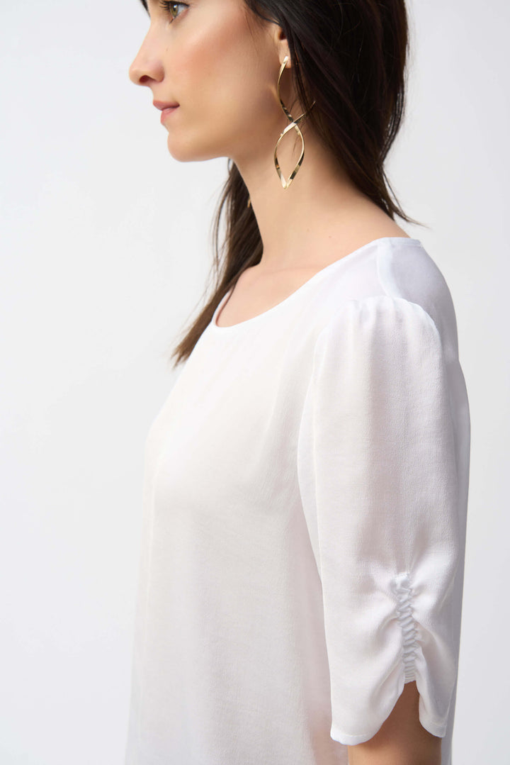 Hammered Satin Straight Top - White 251119 Size 12