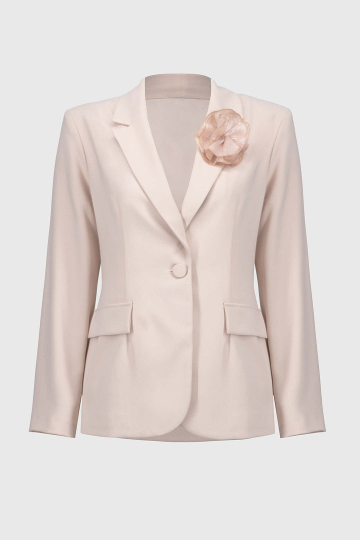 Signature | Woven Crepe Blazer with Sequin Flower Size 18 251735