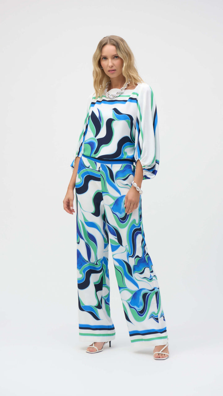 Bon Voyage Woven Abstract Print Wide-Leg Pants 252084