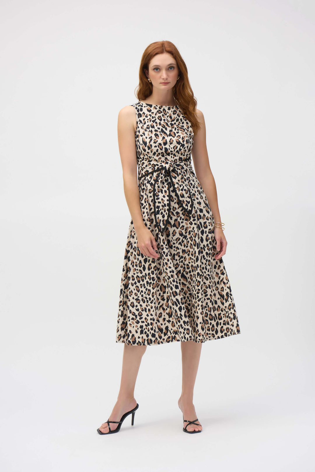 Savannah Poplin Animal Print Fit and Flare Dress 252095
