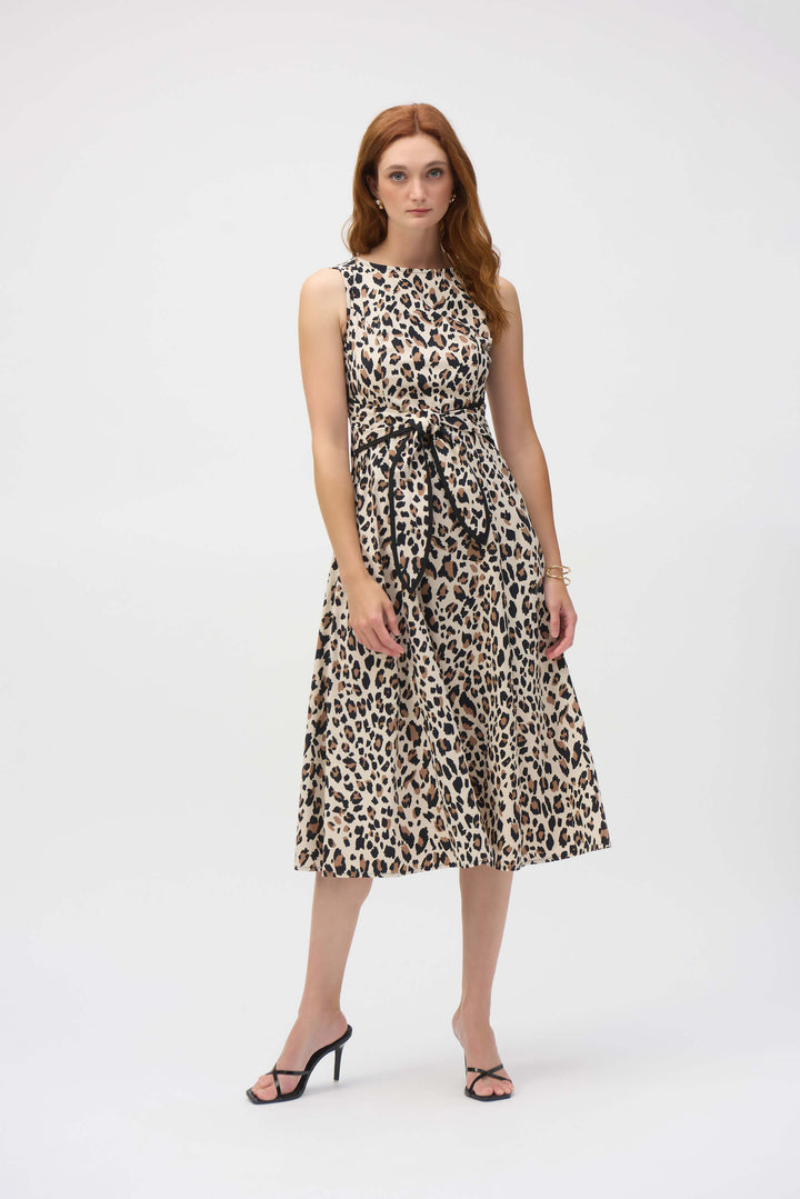 Savannah Poplin Animal Print Fit and Flare Dress 252095
