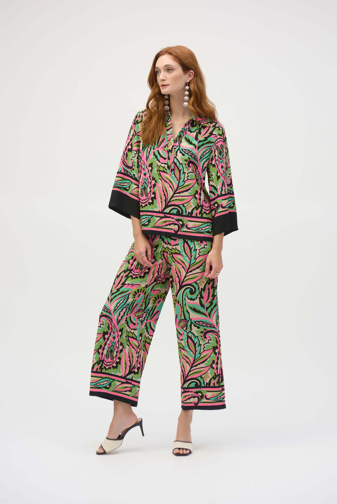 Palm Springs Paisley Print Wide-Leg Pants 252142