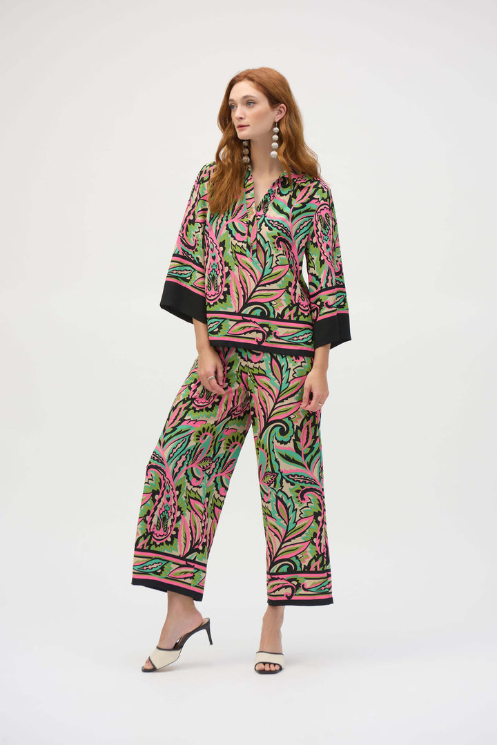 Palm Springs Paisley Print Wide-Leg Pants 252142