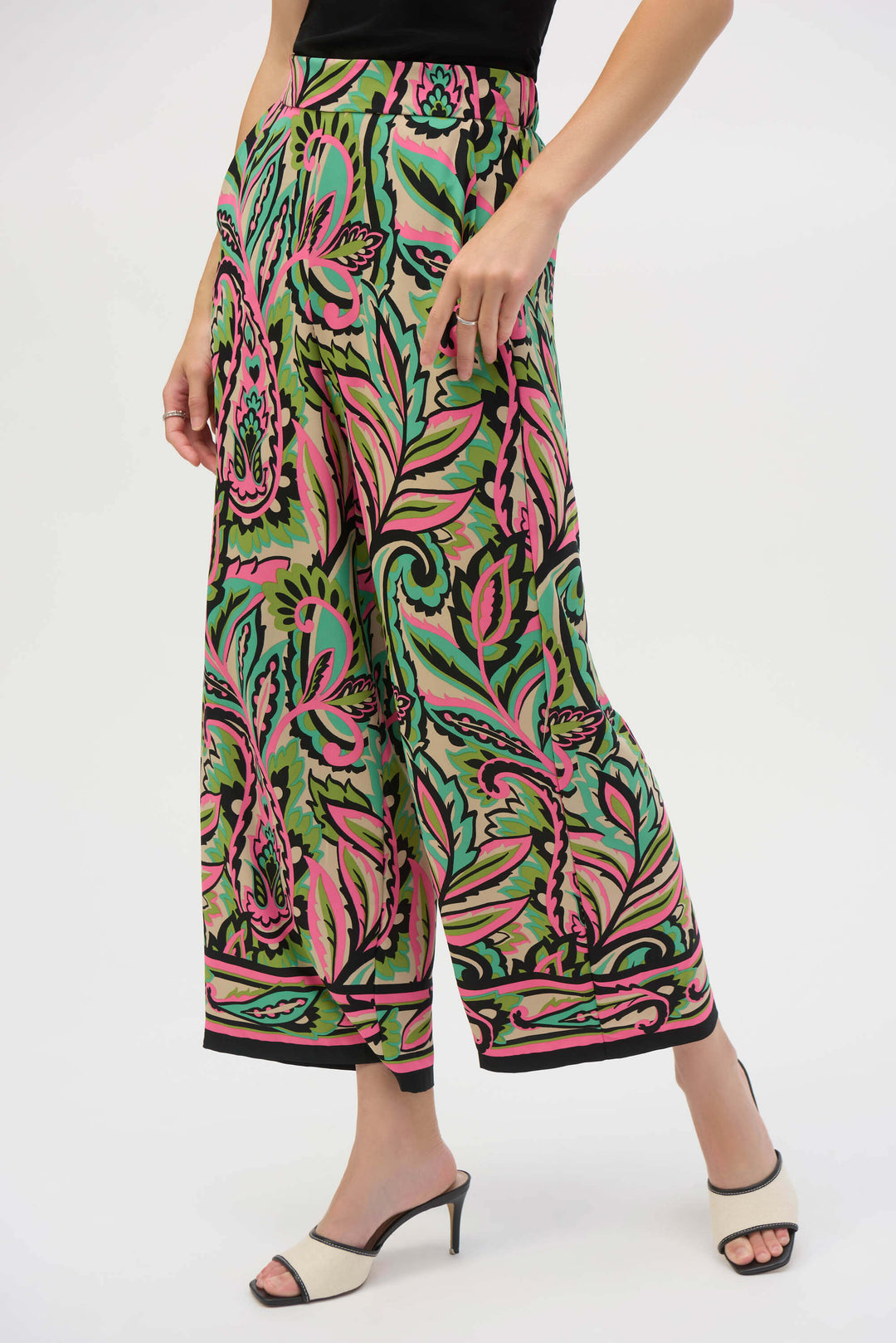 Palm Springs Paisley Print Wide-Leg Pants 252142