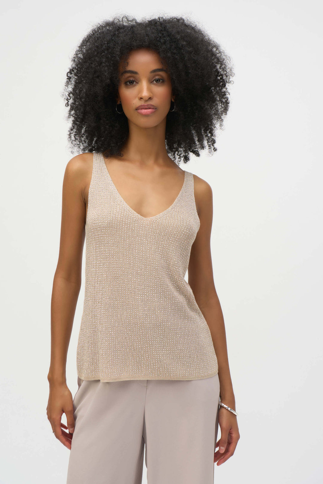 Sicilian Sun Metallic Knitted Camisole with Rhinestones 252915