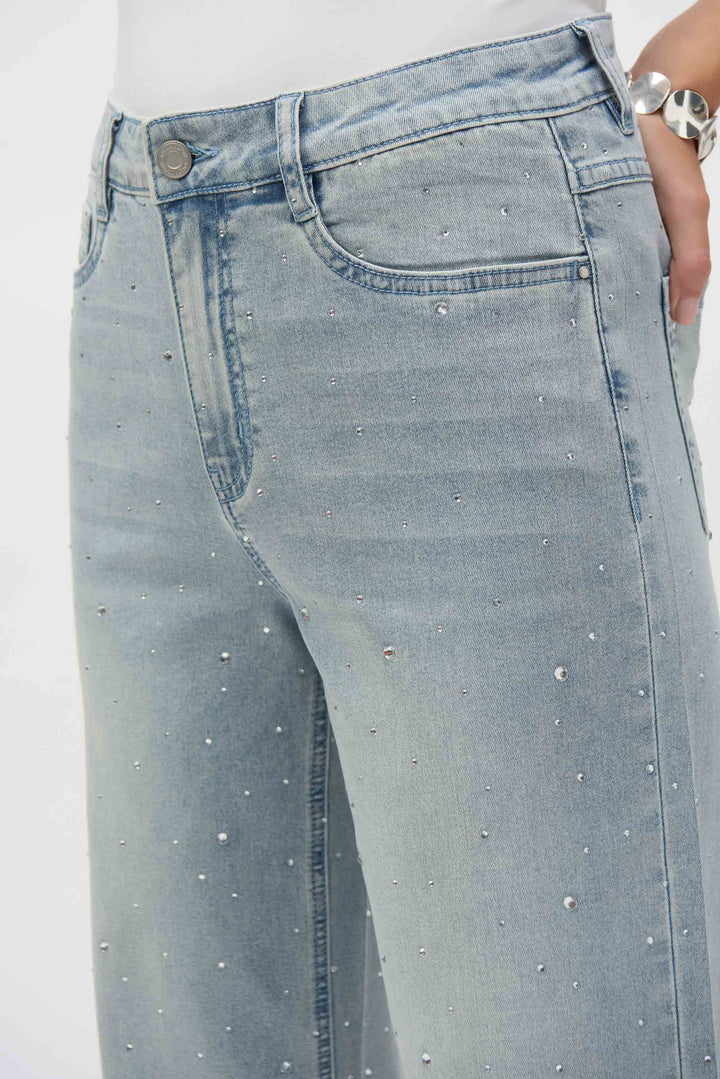 Bon Voyage Wide Leg Stretch Jean With Crystals  252916 Size 8