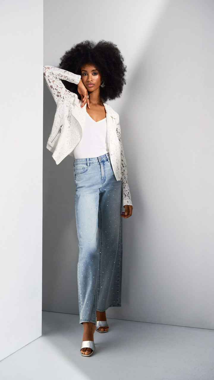 Bon Voyage Wide Leg Stretch Jean With Crystals  252916 Size 8