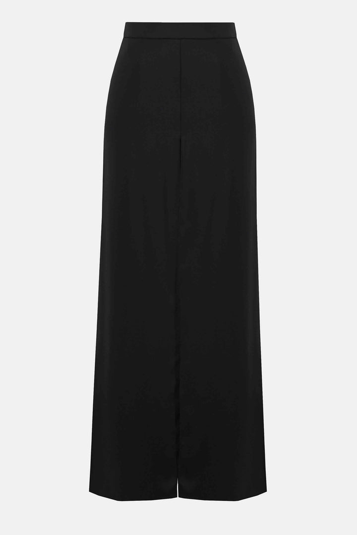 Signature Satin Wide leg Pants Front Overlay - Black - 253788