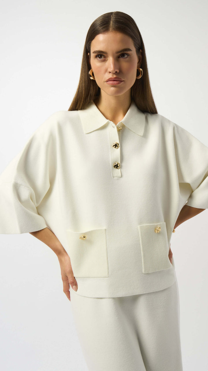 Soft Focus Boxy Knit Sweater Pullover - White Winter 253962