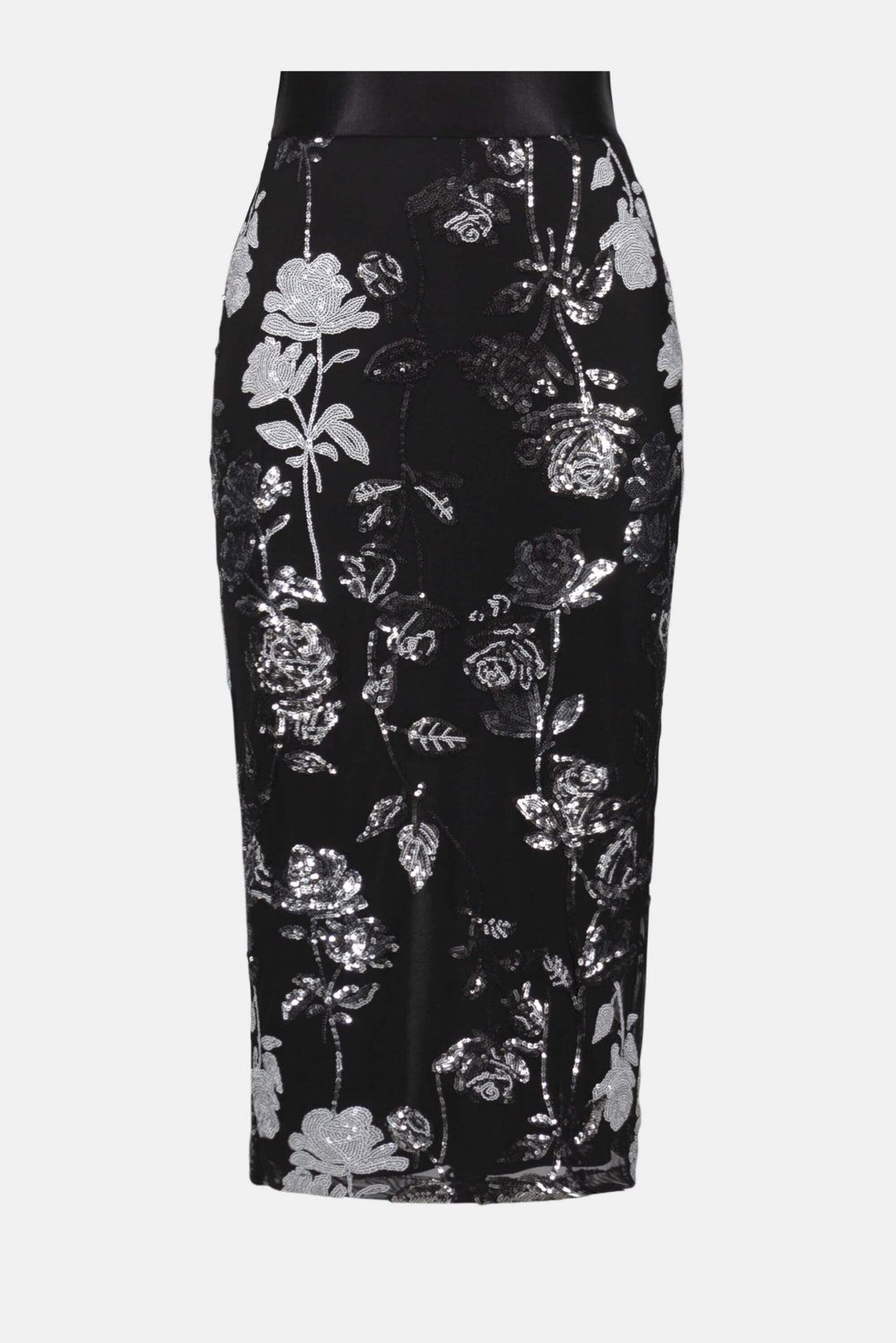 Sequin Embroidered Floral Print Pencil Skirt 254182