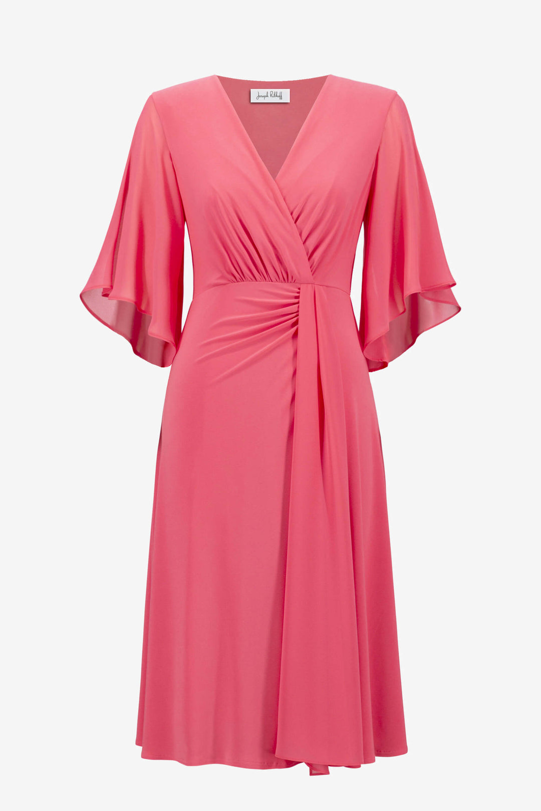 Signature Silky Fit and Flare Dress With Chiffon Draped Sash