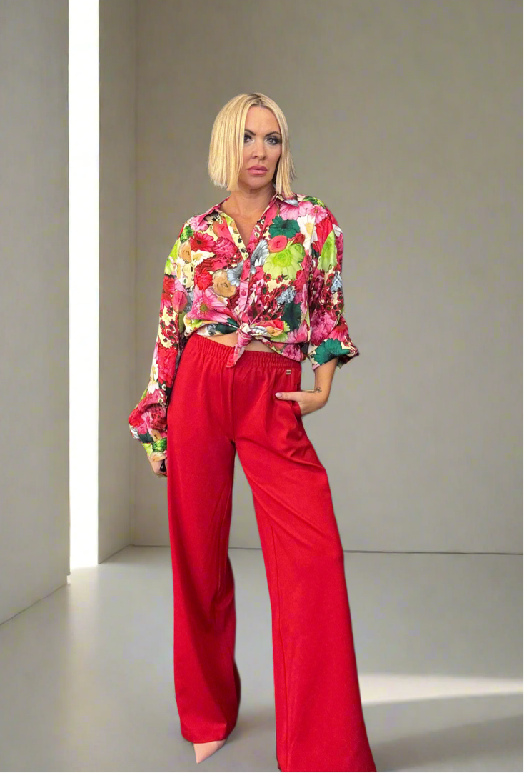 Wide Scarlet Red Summer Pant