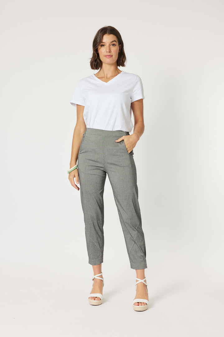 Parachute Stitch  Detail Pant - Grey Marle Size 14