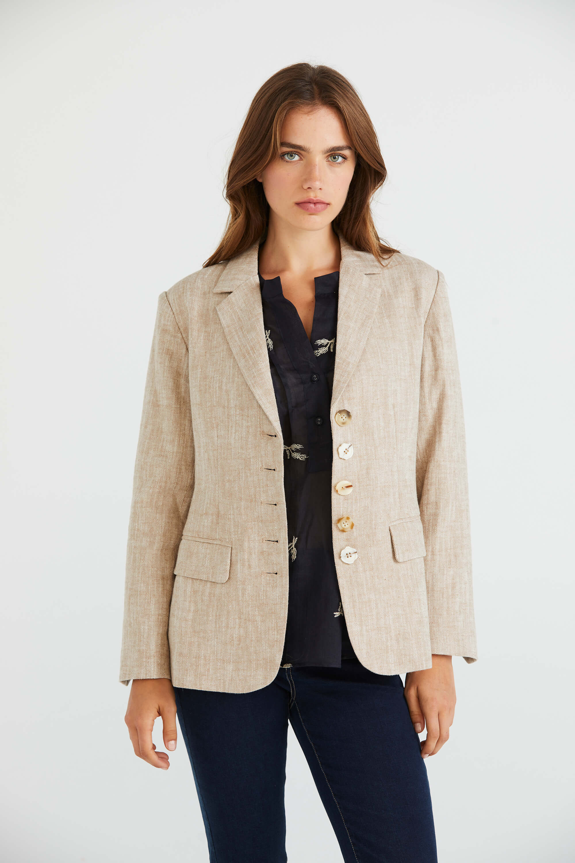 Chevron Loose Jacket - Black/White