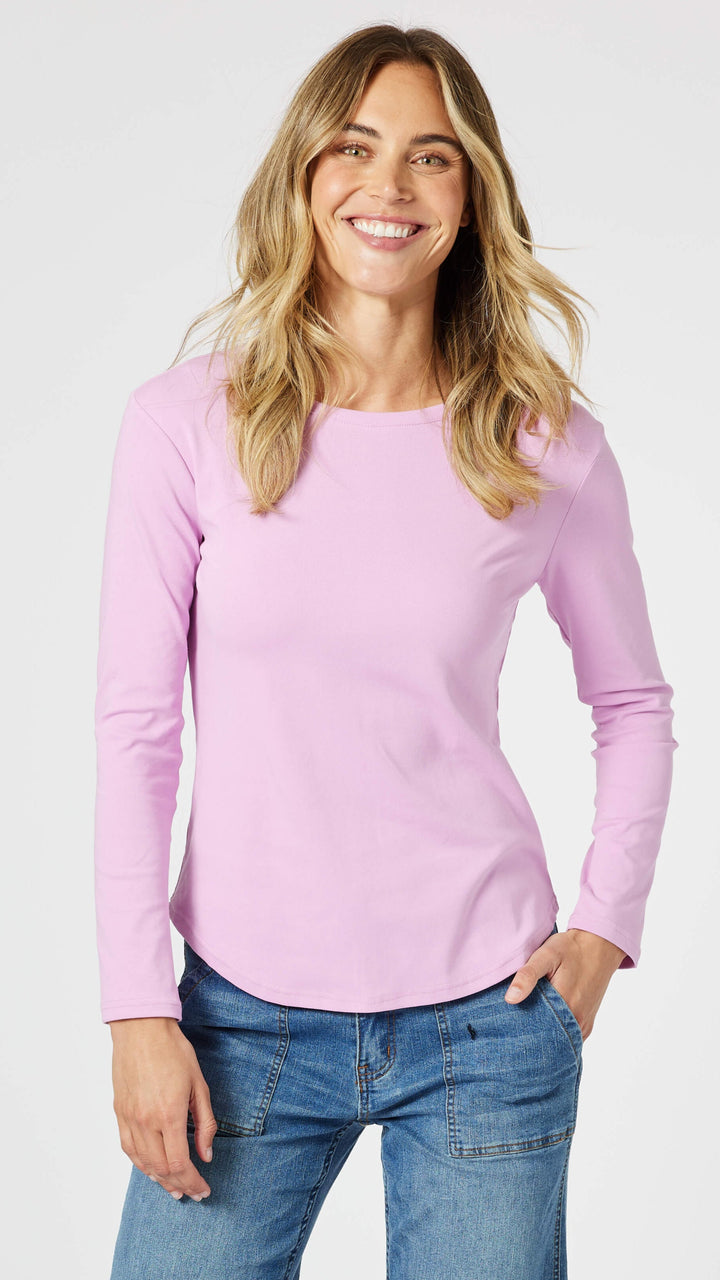 Crew Neck Long Sleeve Top - Orchid