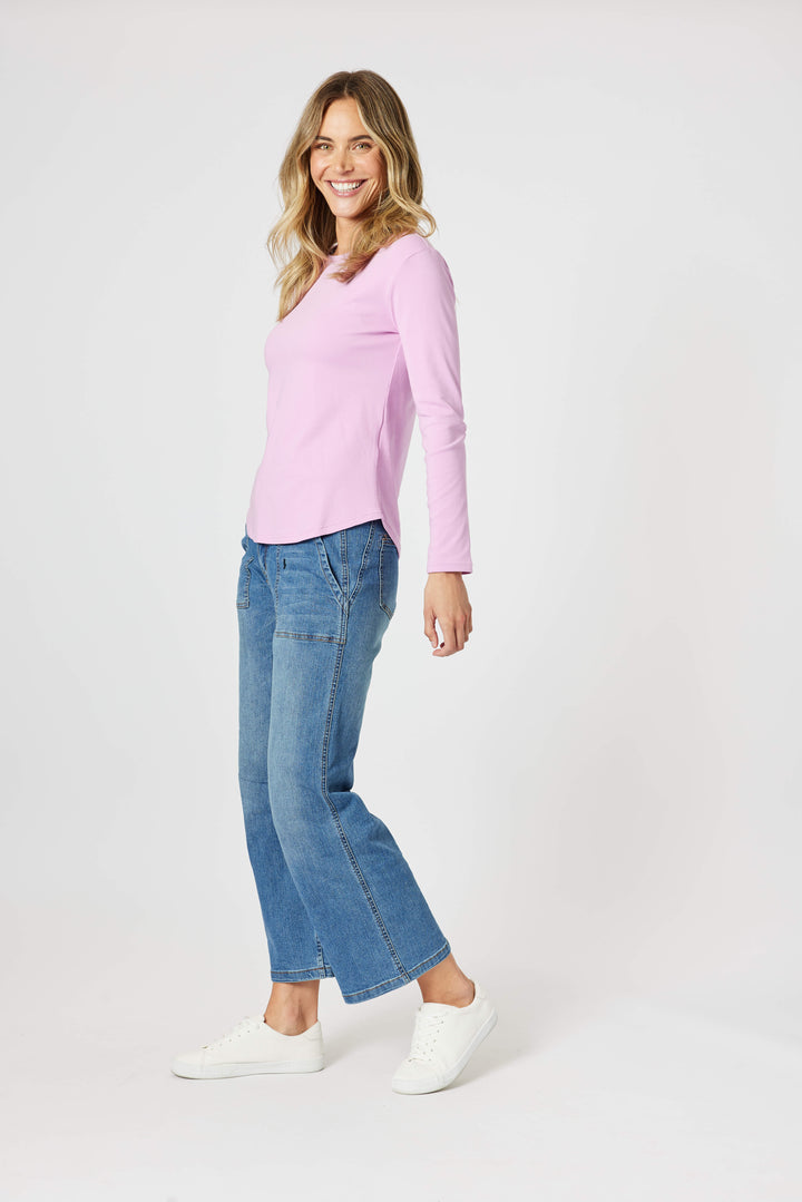 Crew Neck Long Sleeve Top - Orchid