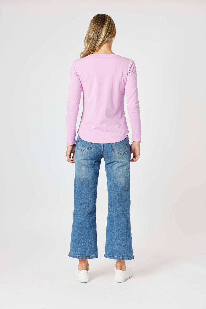 Crew Neck Long Sleeve Top - Orchid