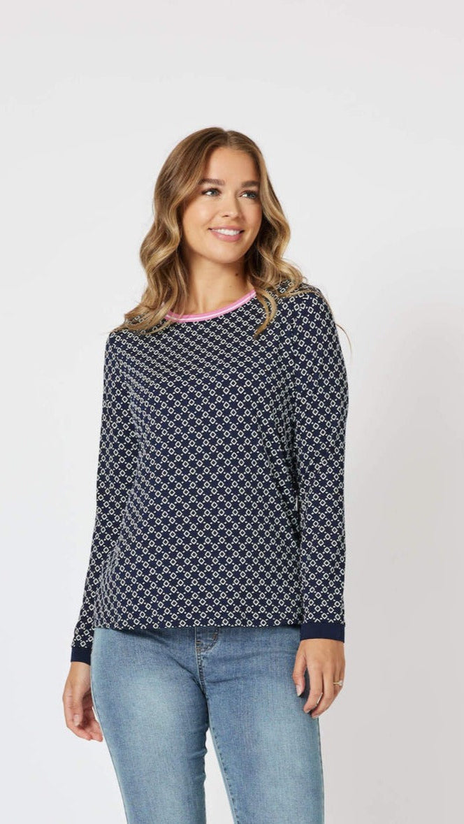 Alexa Long Sleeve Tee - Navy - Size 8