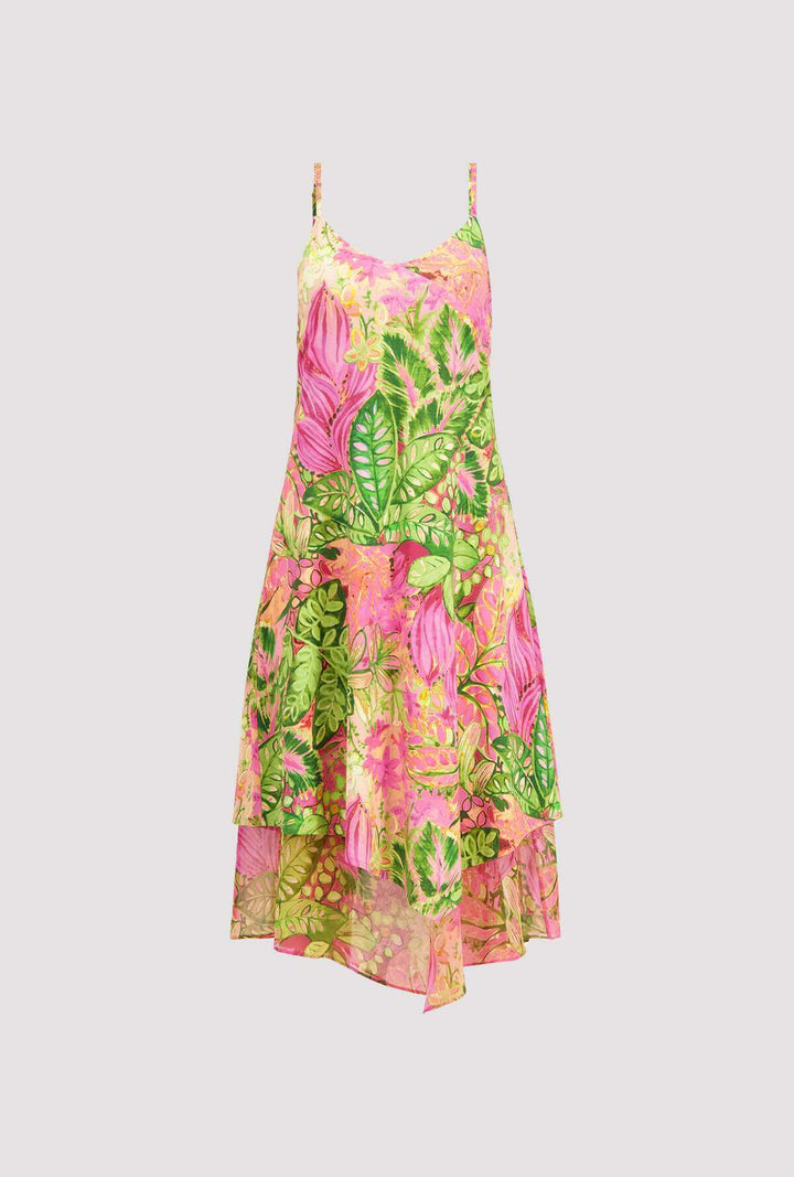 Flower Print Midi Dress - Pink Size 14