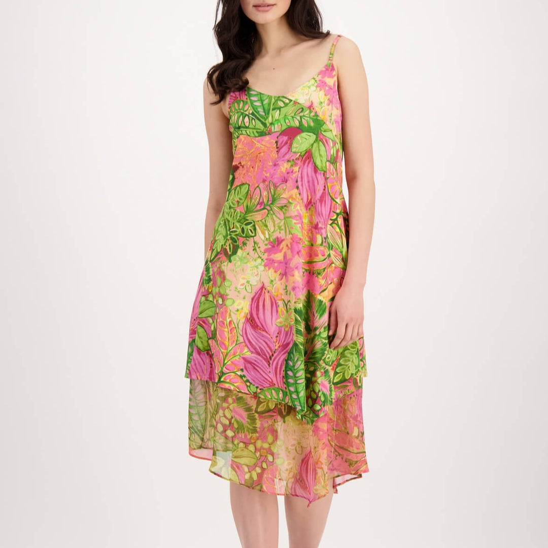 Flower Print Midi Dress - Pink Size 14
