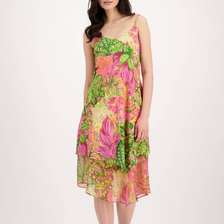 Flower Print Midi Dress - Pink Size 14