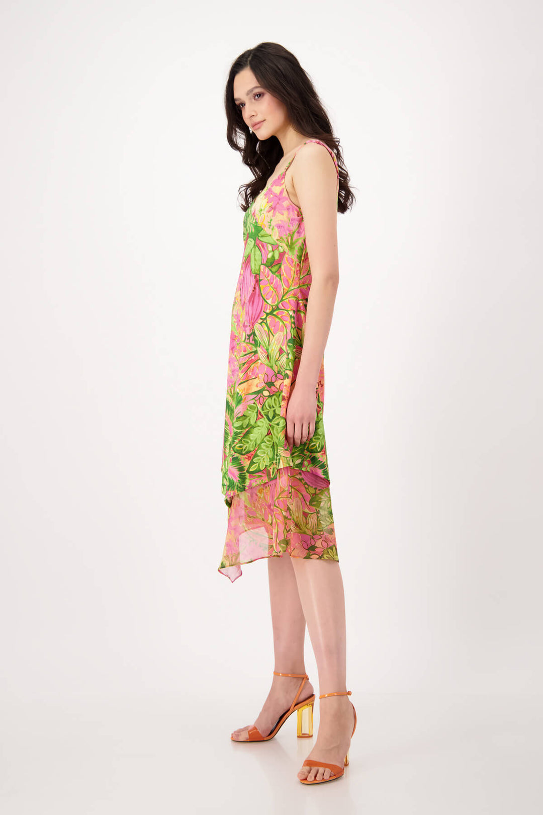 Flower Print Midi Dress - Pink Size 14