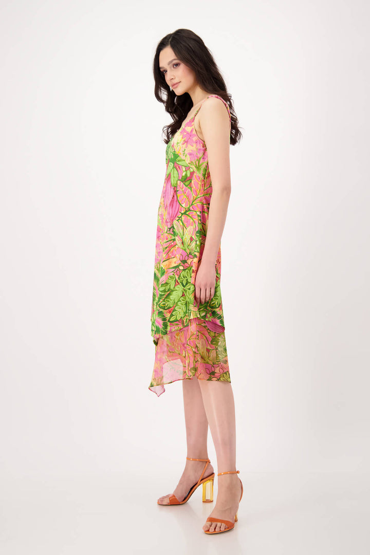 Flower Print Midi Dress - Pink Size 14