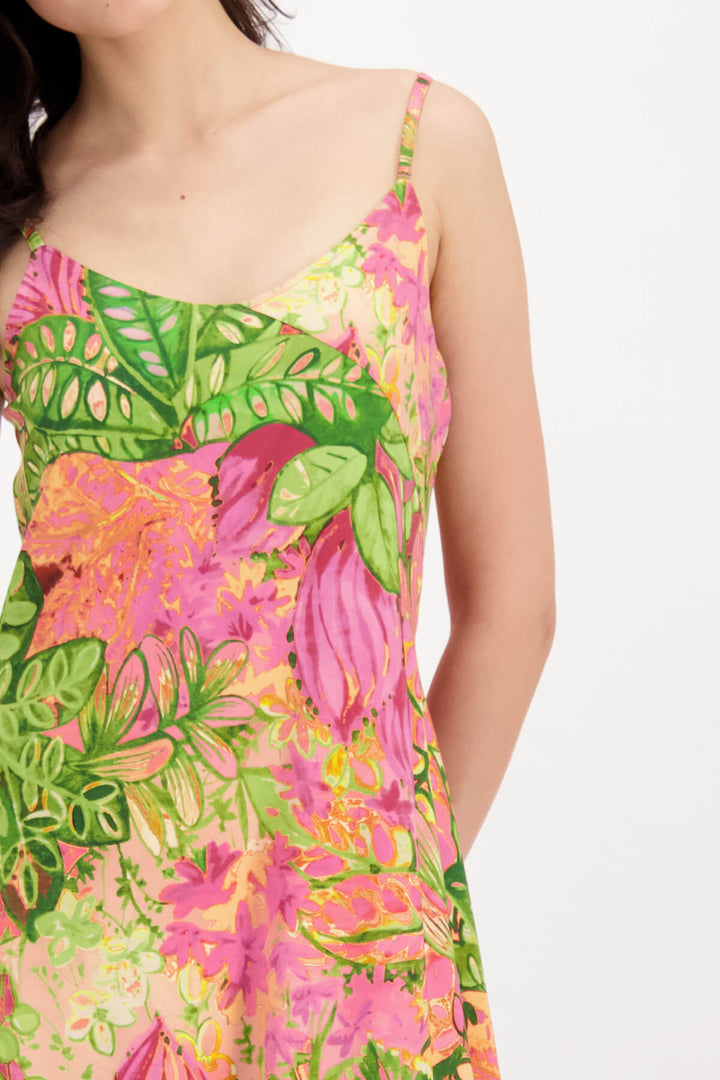 Flower Print Midi Dress - Pink Size 14