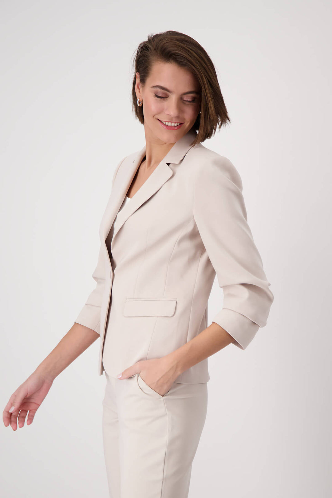 Pleated Sleeve Blazer - Warm Sand