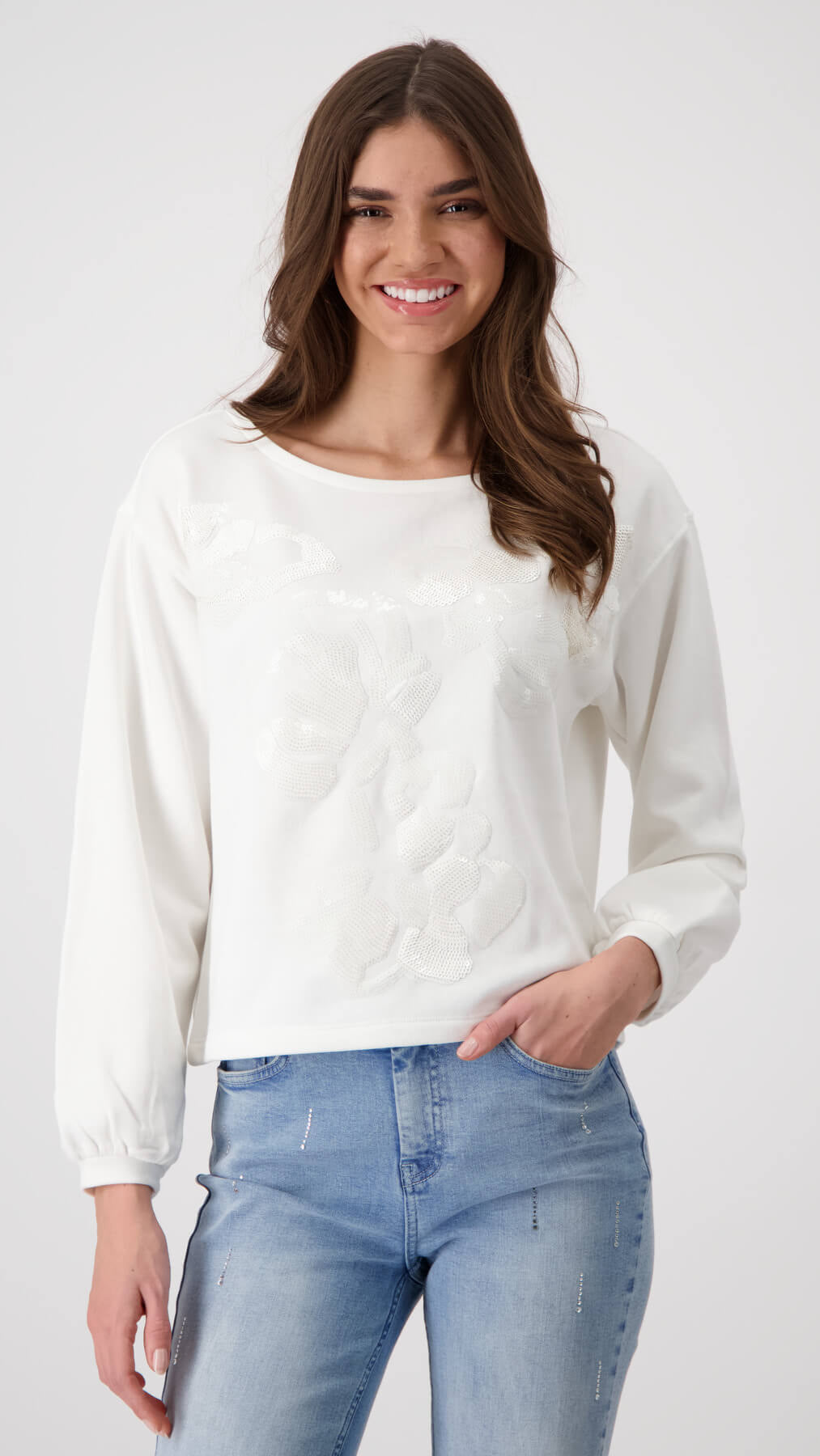 Bloom and Grow Sequin Flower Top - Milk