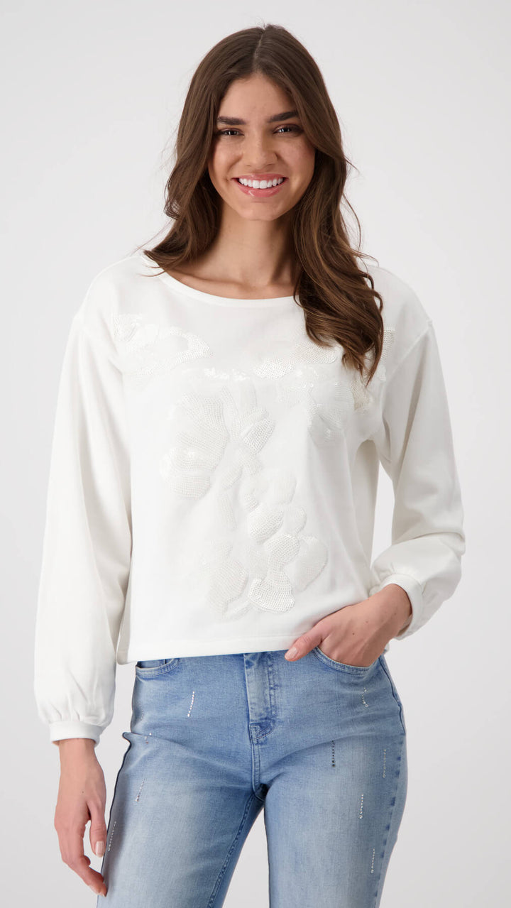 Bloom and Grow Sequin Flower Top - Milk