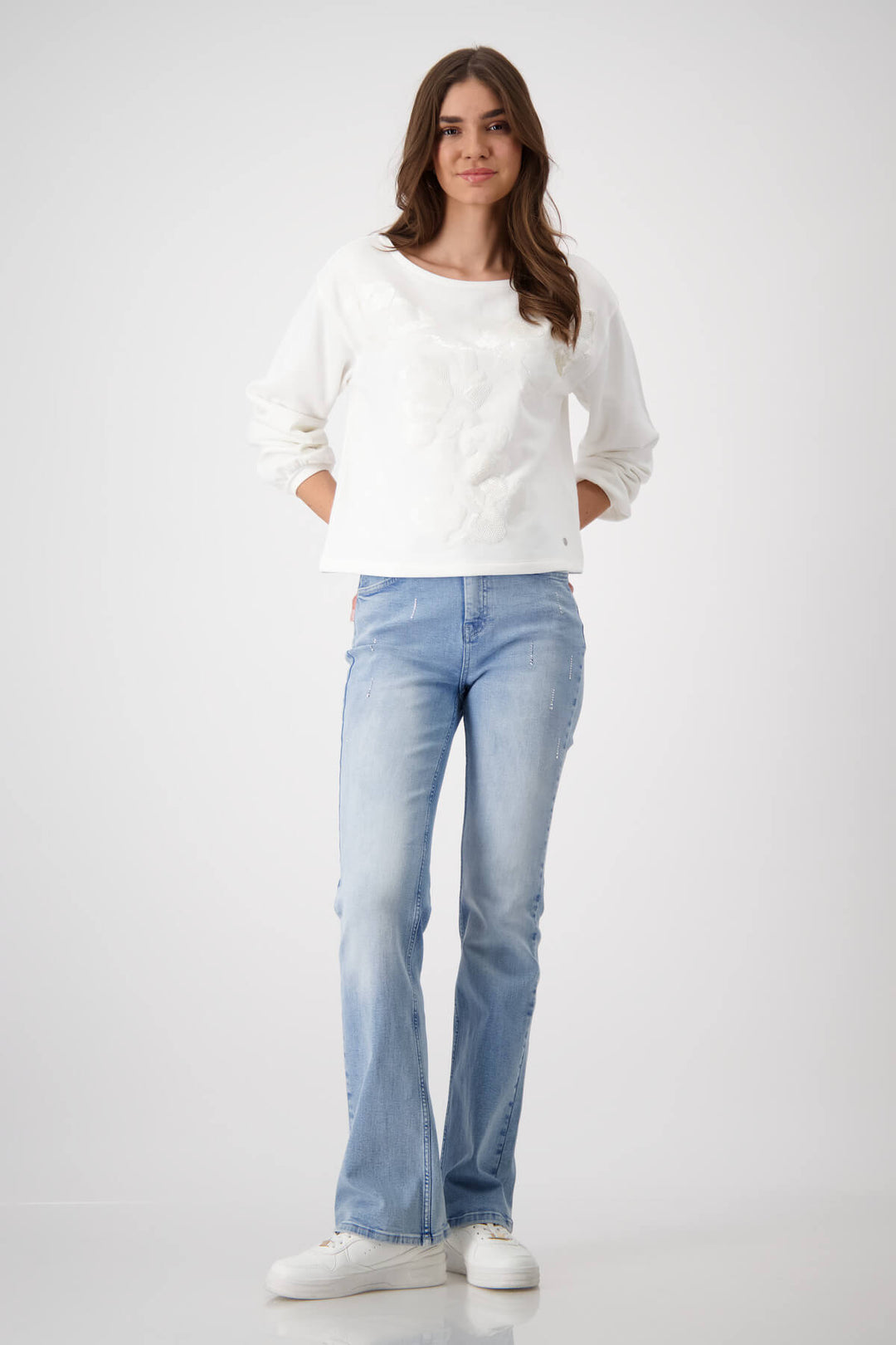 Bloom and Grow Sequin Flower Top - Milk