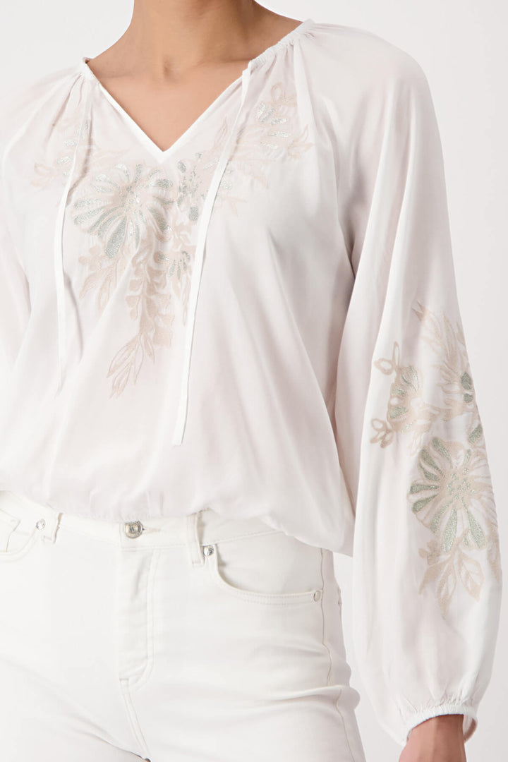 Emroidered Florals Blouse - Milk/Sand