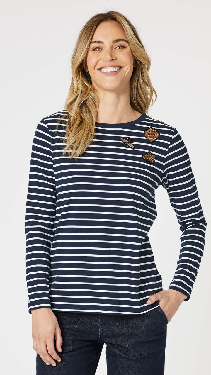 Striped Badge Detail Tee