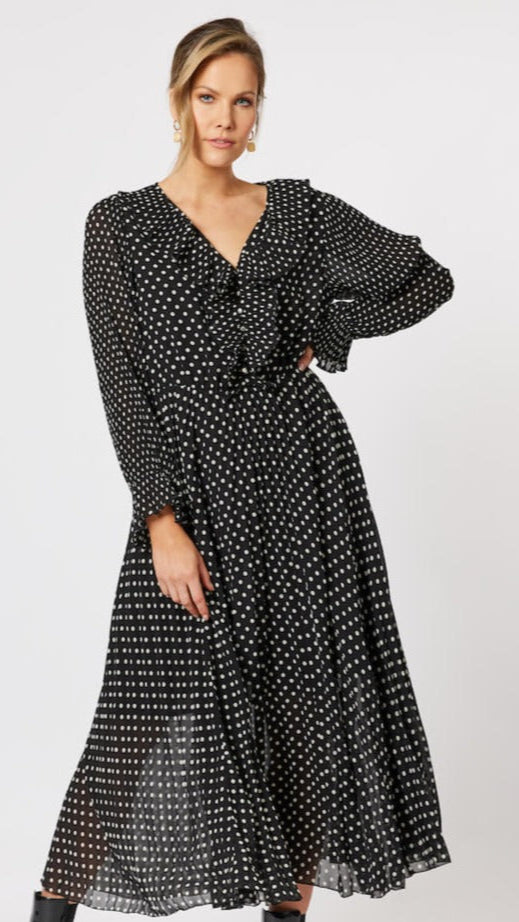 Natasha Spot Dress - Black