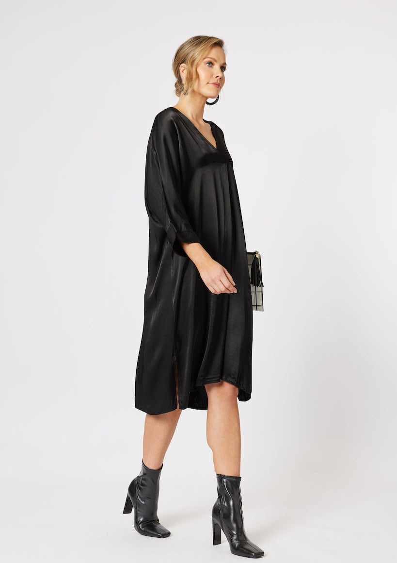 Marina Sateen Dress - Black