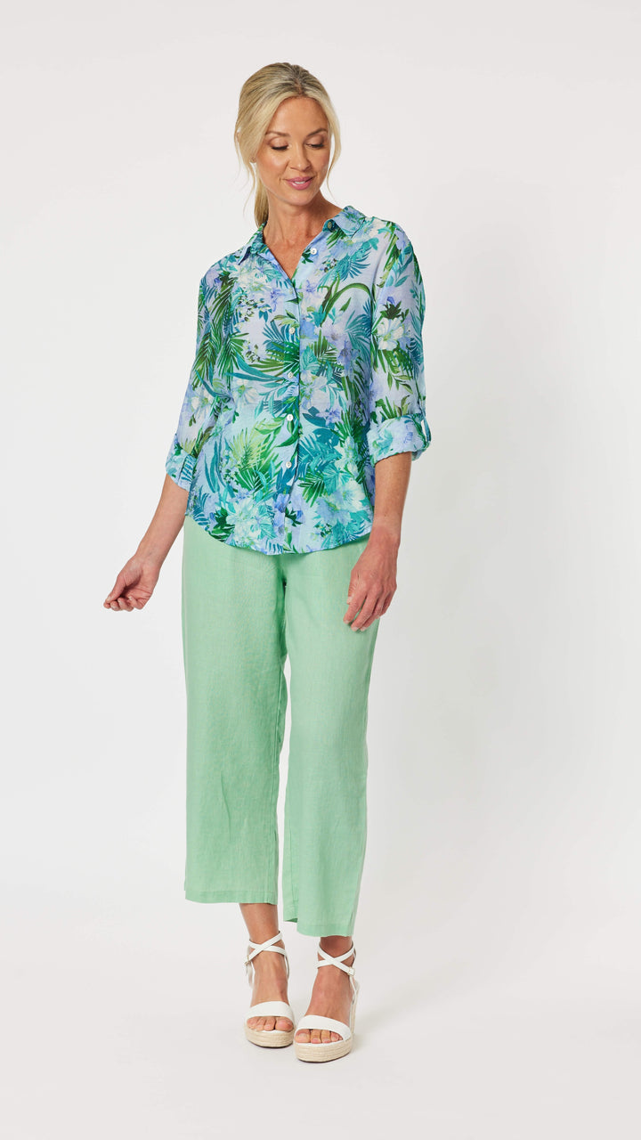 Lara Linen Wide leg Pant - Mint