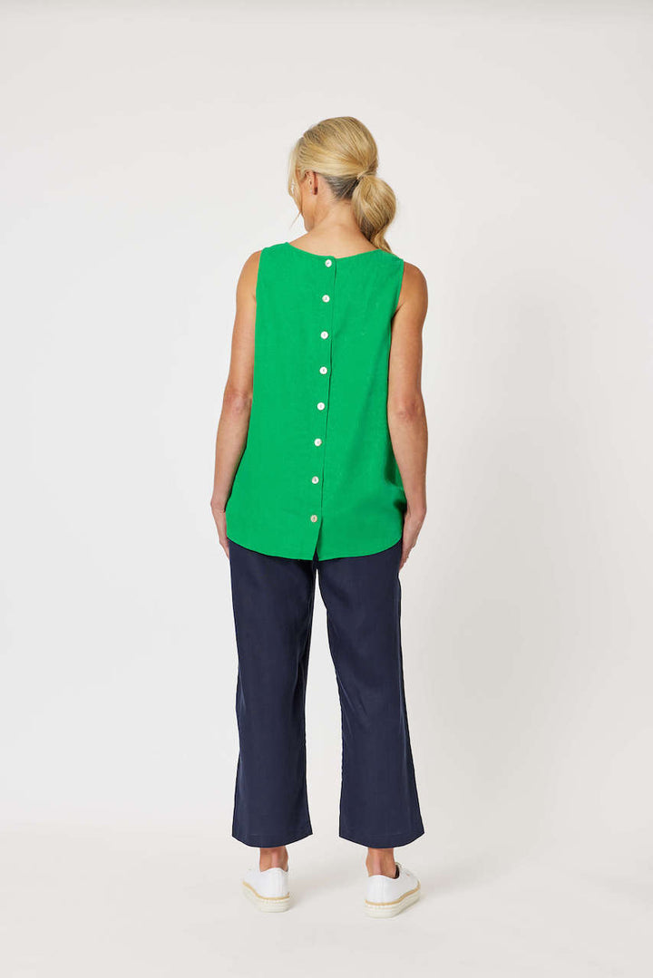 Lara Linen Wide Leg Pant - Navy