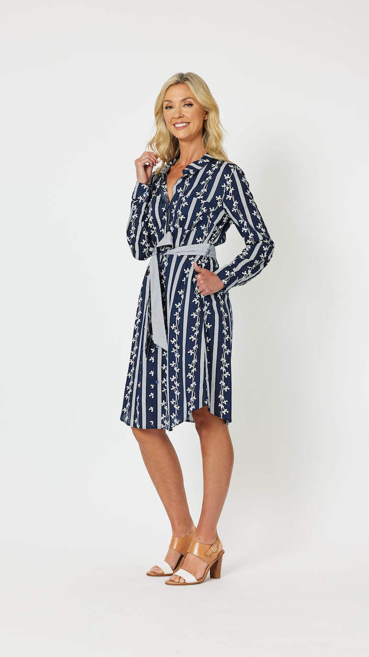 Harbour Dress - Navy/White Size 14