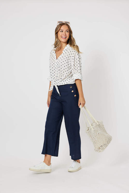 Get Dotty Shirt - Navy Dot Size 10