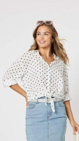 Get Dotty Shirt - Navy Dot Size 10